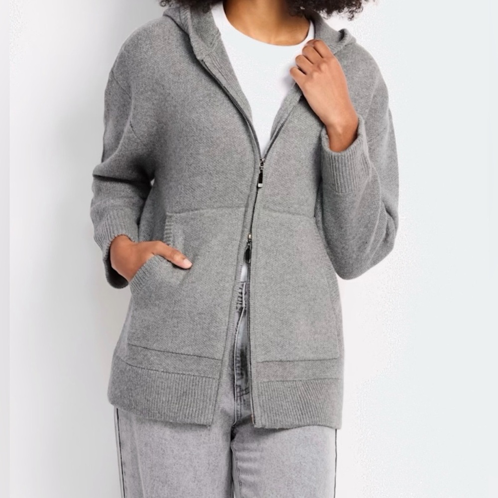 RD STYLE Bella Full Zip Sweater Grey Size Large NWT